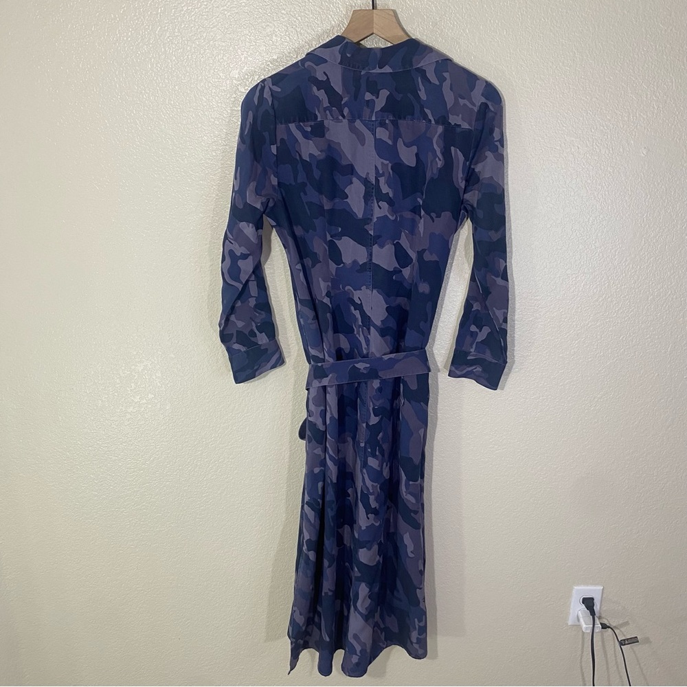 Soft Surroundings Mixed Blue Camo Button Down Belted Maxi Dress PS - Picture 8 of 11